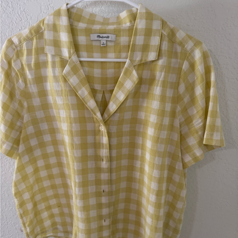 Madewell Yellow Checkered Blouse
